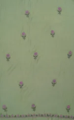 Srajann Hand Embroided Green Mul Chanderi Lucknowi Chikankari Unstitched Kurta Dupatta Set (SLC1848) - Image 10