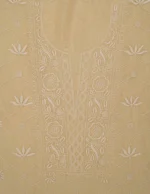 Srajann Hand Embroided Fawn Mul Chanderi Lucknowi Chikankari Unstitched Kurta Dupatta Set (SLC1852) - Image 5