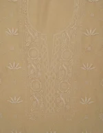 Srajann Hand Embroided Fawn Mul Chanderi Lucknowi Chikankari Unstitched Kurta Dupatta Set (SLC1852) - Image 6