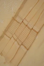 Srajann Hand Embroided Fawn Mul Chanderi Lucknowi Chikankari Unstitched Kurta Dupatta Set (SLC1852) - Image 8