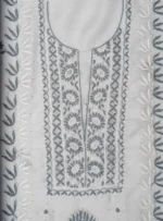 Srajann Hand Embroided Grey Kota Cotton Lucknowi Chikankari Unstitched Kurta Dupatta Set (SLC1858) - Image 5