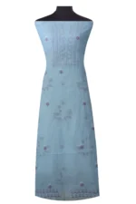 Srajann Hand Embroided Purple Kota Lucknowi Chikankari Unstitched Kurta Dupatta Set (SLC1414) - Image 5