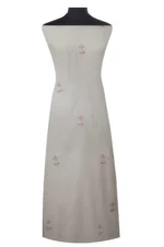 Srajann Hand Embroided Grey Kota Lucknowi Chikankari Unstitched Kurta Dupatta Set (SLC1418) - Image 5