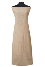 Srajann Hand Embroided Fawn Tissue Lucknowi Chikankari Unstitched Kurta Dupatta Set (SLC1505) - Image 3