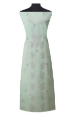 Srajann Hand Embroided Sea Green Kota Lucknowi Chikankari Unstitched Kurta Dupatta Set (SLC1427) - Image 5