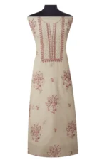 Srajann Hand Embroided white Kota Lucknowi Chikankari Unstitched Kurta Dupatta Set (SLC1496) - Image 2