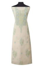 Srajann Hand Embroided white Kota Lucknowi Chikankari Unstitched Kurta Dupatta Set (SLC1499) - Image 2