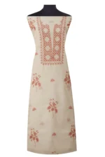 Srajann Hand Embroided white Kota Lucknowi Chikankari Unstitched Kurta Dupatta Set (SLC1500) - Image 2