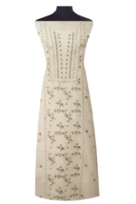 Srajann Hand Embroided white Kota Lucknowi Chikankari Unstitched Kurta Dupatta Set (SLC1501) - Image 2