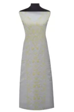 Srajann Hand Embroided white Kota Lucknowi Chikankari Unstitched Kurta Dupatta Set (SLC1504) - Image 2