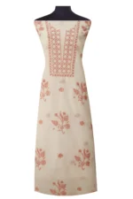 Srajann Hand Embroided white Kota Lucknowi Chikankari Unstitched Kurta Dupatta Set (SLC1506) - Image 2