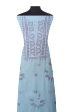 Srajann Hand Embroided Purple Kota Lucknowi Chikankari Unstitched Kurta Dupatta Set (SLC1414) - Image 4