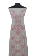 Srajann Hand Embroided Grey Kota Lucknowi Chikankari Unstitched Kurta Dupatta Set (SLC1418) - Image 4