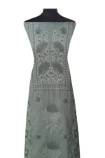 Srajann Hand Embroided Grey Kota Lucknowi Chikankari Unstitched Kurta Dupatta Set (SLC1426) - Image 4