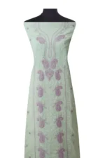 Srajann Hand Embroided Sea Green Kota Lucknowi Chikankari Unstitched Kurta Dupatta Set (SLC1427) - Image 4