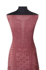 Srajann Hand Embroided Peach Kota Lucknowi Chikankari Unstitched Kurta Dupatta Set (SLC1412) - Image 3