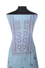 Srajann Hand Embroided Purple Kota Lucknowi Chikankari Unstitched Kurta Dupatta Set (SLC1414) - Image 3