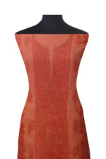 Srajann Hand Embroided Rust Kota Lucknowi Chikankari Unstitched Kurta Dupatta Set (SLC1422) - Image 3