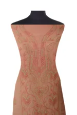 Srajann Hand Embroided Pink Kota Lucknowi Chikankari Unstitched Kurta Dupatta Set (SLC1424) - Image 3