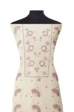 Srajann Hand Embroided white Kota Lucknowi Chikankari Unstitched Kurta Dupatta Set (SLC1495) - Image 2