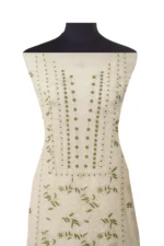 Srajann Hand Embroided white Kota Lucknowi Chikankari Unstitched Kurta Dupatta Set (SLC1501) - Image 3