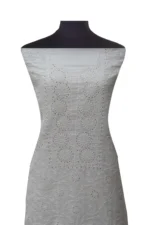 Srajann Hand Embroided white Kota Lucknowi Chikankari Unstitched Kurta Dupatta Set (SLC1508) - Image 3