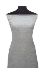 Srajann Hand Embroided white Kota Lucknowi Chikankari Unstitched Kurta Dupatta Set (SLC1510) - Image 2