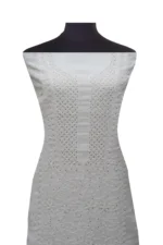 Srajann Hand Embroided White Kota Lucknowi Chikankari Unstitched Kurta Dupatta Set (SLC1512) - Image 3