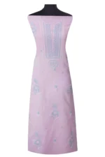 Srajann Hand Embroided Pink Kota Lucknowi Chikankari Unstitched Kurta Dupatta Set (SLC1417) - Image 2