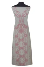 Srajann Hand Embroided Grey Kota Lucknowi Chikankari Unstitched Kurta Dupatta Set (SLC1418) - Image 2