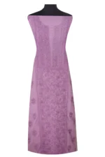 Srajann Hand Embroided Mauve Kota Lucknowi Chikankari Unstitched Kurta Dupatta Set (SLC1419) - Image 3