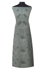 Srajann Hand Embroided Grey Kota Lucknowi Chikankari Unstitched Kurta Dupatta Set (SLC1426) - Image 2