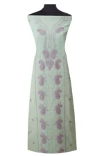 Srajann Hand Embroided Sea Green Kota Lucknowi Chikankari Unstitched Kurta Dupatta Set (SLC1427) - Image 2