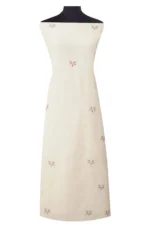 Srajann Hand Embroided white Kota Lucknowi Chikankari Unstitched Kurta Dupatta Set (SLC1495) - Image 4