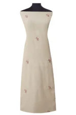 Srajann Hand Embroided white Kota Lucknowi Chikankari Unstitched Kurta Dupatta Set (SLC1496) - Image 4