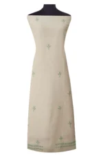 Srajann Hand Embroided white Kota Lucknowi Chikankari Unstitched Kurta Dupatta Set (SLC1497) - Image 4