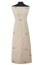 Srajann Hand Embroided white Kota Lucknowi Chikankari Unstitched Kurta Dupatta Set (SLC1500) - Image 4