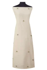 Srajann Hand Embroided white Kota Lucknowi Chikankari Unstitched Kurta Dupatta Set (SLC1501) - Image 4