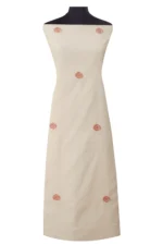 Srajann Hand Embroided white Kota Lucknowi Chikankari Unstitched Kurta Dupatta Set (SLC1506) - Image 4