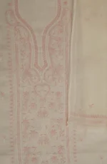 Srajann Hand Embroided white Kota Lucknowi Chikankari Unstitched Kurta Dupatta Set (SLC1502) - Image 6