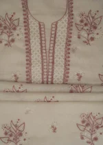 Srajann Hand Embroided white Kota Lucknowi Chikankari Unstitched Kurta Dupatta Set (SLC1496) - Image 8