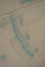 Srajann Hand Embroided white Kota Lucknowi Chikankari Unstitched Kurta Dupatta Set (SLC1499) - Image 7