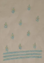 Srajann Hand Embroided white Kota Lucknowi Chikankari Unstitched Kurta Dupatta Set (SLC1499) - Image 9