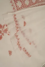 Srajann Hand Embroided white Kota Lucknowi Chikankari Unstitched Kurta Dupatta Set (SLC1500) - Image 7