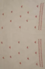 Srajann Hand Embroided white Kota Lucknowi Chikankari Unstitched Kurta Dupatta Set (SLC1500) - Image 10