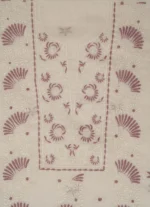 Srajann Hand Embroided white Kota Lucknowi Chikankari Unstitched Kurta Dupatta Set (SLC1495) - Image 5