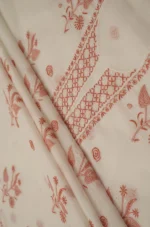 Srajann Hand Embroided white Kota Lucknowi Chikankari Unstitched Kurta Dupatta Set (SLC1506) - Image 8