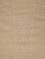 Srajann Hand Embroided Fawn Tissue Lucknowi Chikankari Unstitched Kurta Dupatta Set (SLC1505) - Image 6