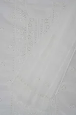 Srajann Hand Embroidered White Kota Lucknowi Chikankari Unstitched Kurta Dupatta Set: Elegant Chikankari Ensemble