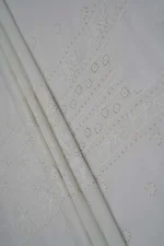 Srajann Hand Embroided white Kota Lucknowi Chikankari Unstitched Kurta Dupatta Set (SLC1509) - Image 8